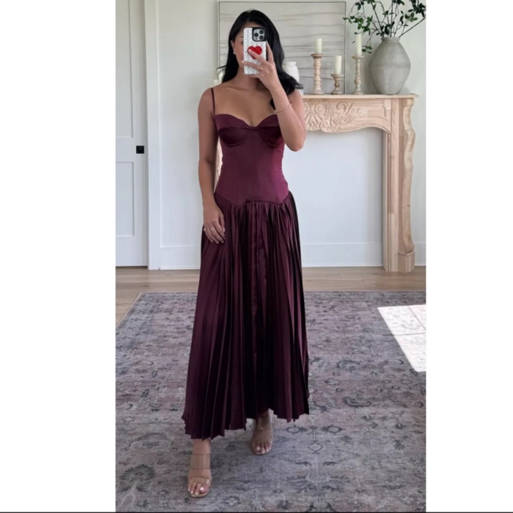 HOUSE OF CB Beau Corset Pleated Sleeveless Maxi Dress, size M plus cup